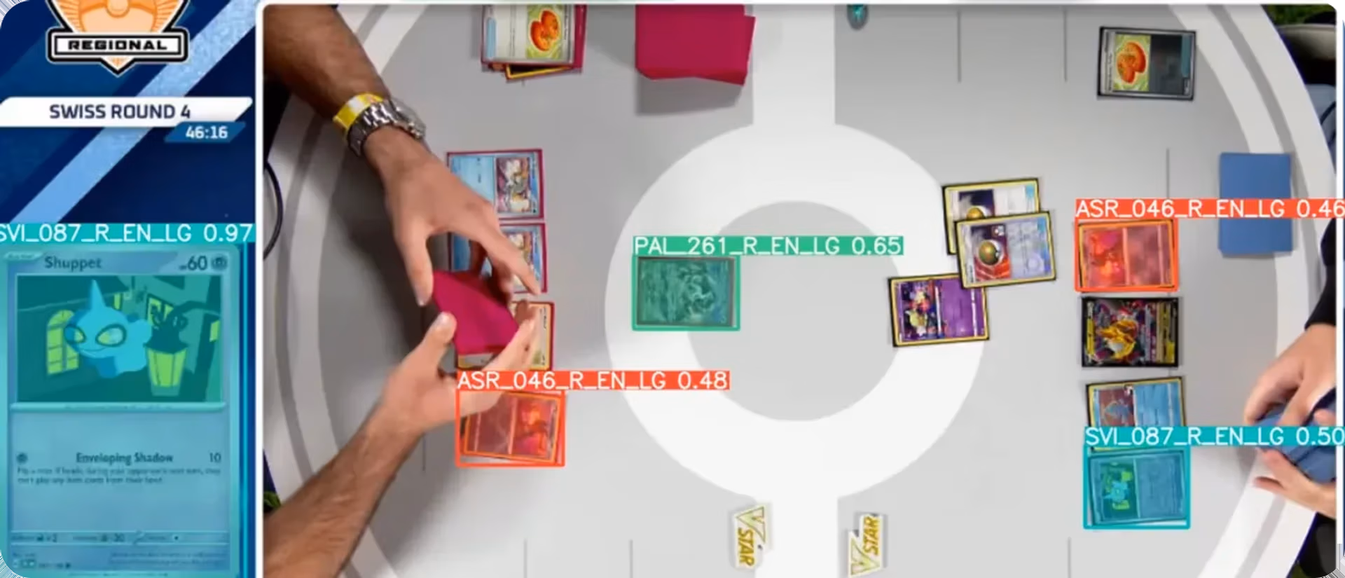 Computer vision detecting playing cards on a table