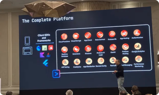 Vikas Anand explicando el uso e integraciones de Firebase Studio