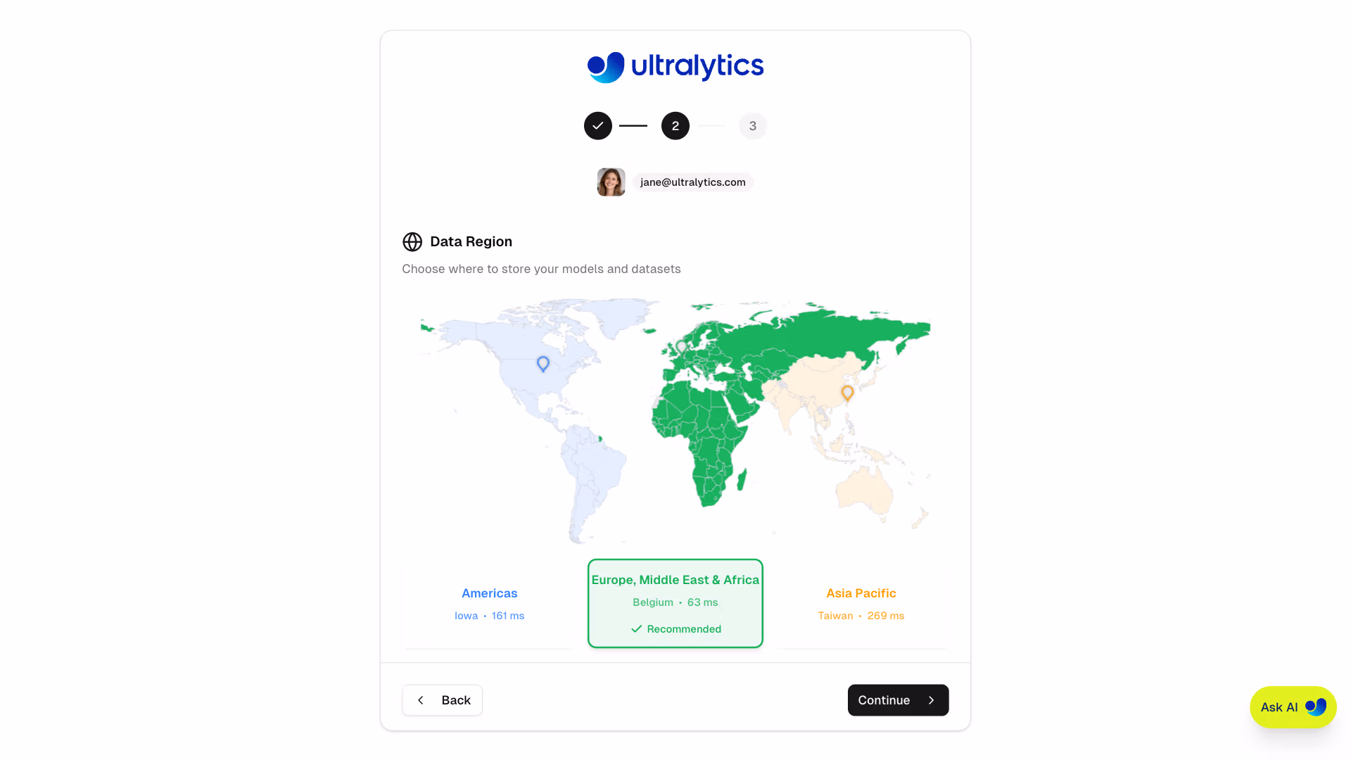 Ultralytics Platform Onboarding Region Map With Latency