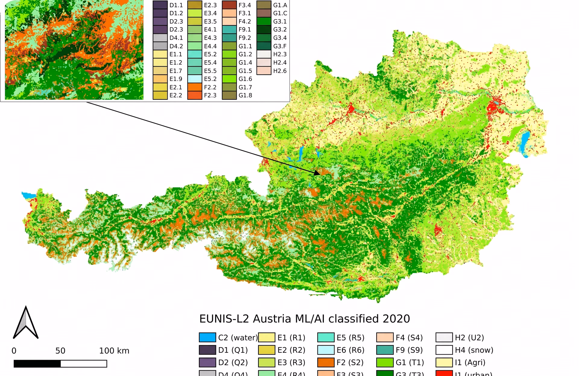 AI/ML classified habitat map of Austria