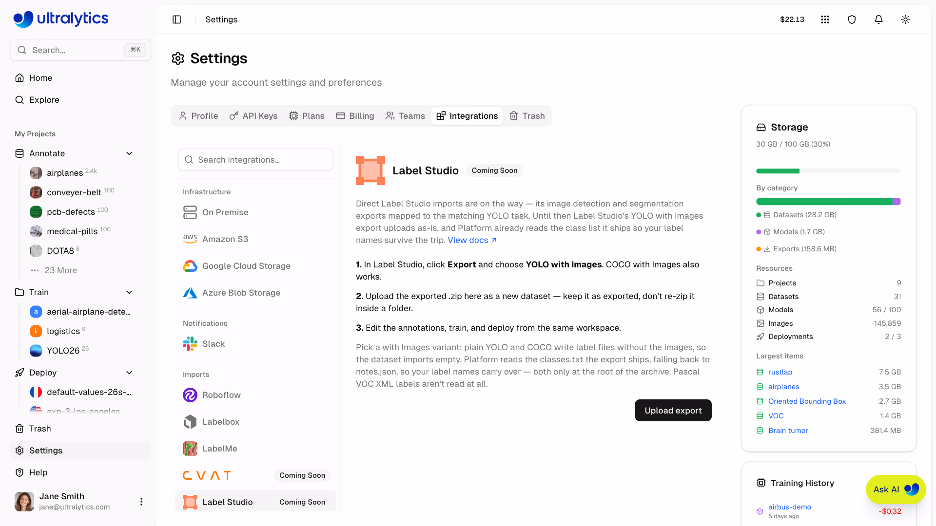 Ultralytics Platform Label Studio Dataset Import