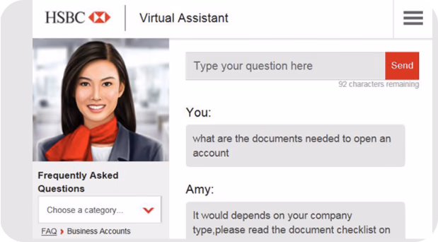 Amy, l'assistante virtuelle de HSBC