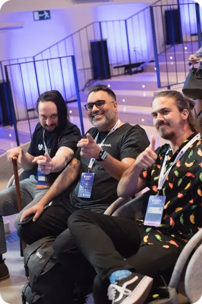 Burhan Qaddoumi, Bart Farrell e Harpreet Sahota a YOLO Vision 2024