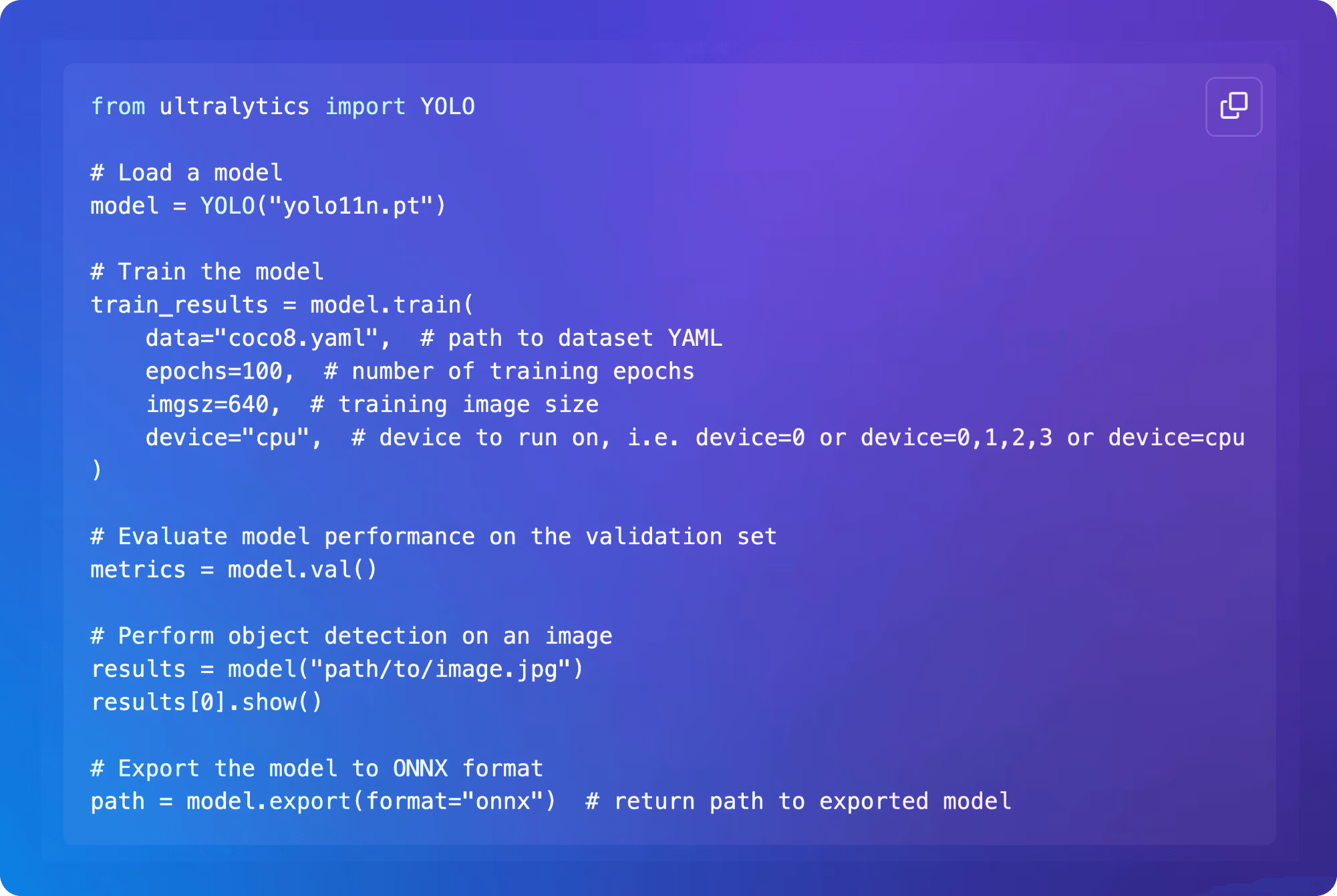 Using YOLO11 through the Ultralytics Python package