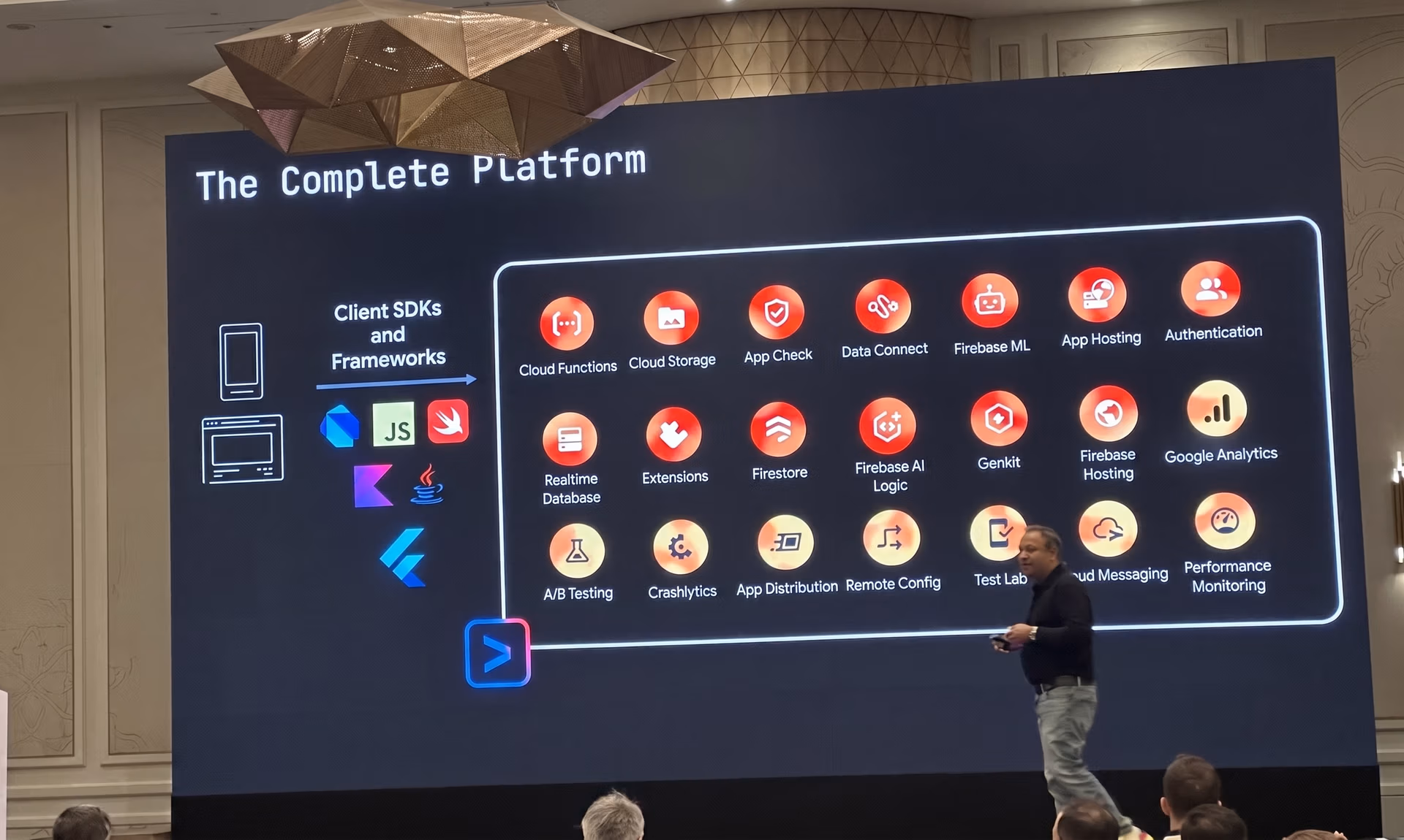 Vikas Anand explaining Firebase Studio usage and integrations