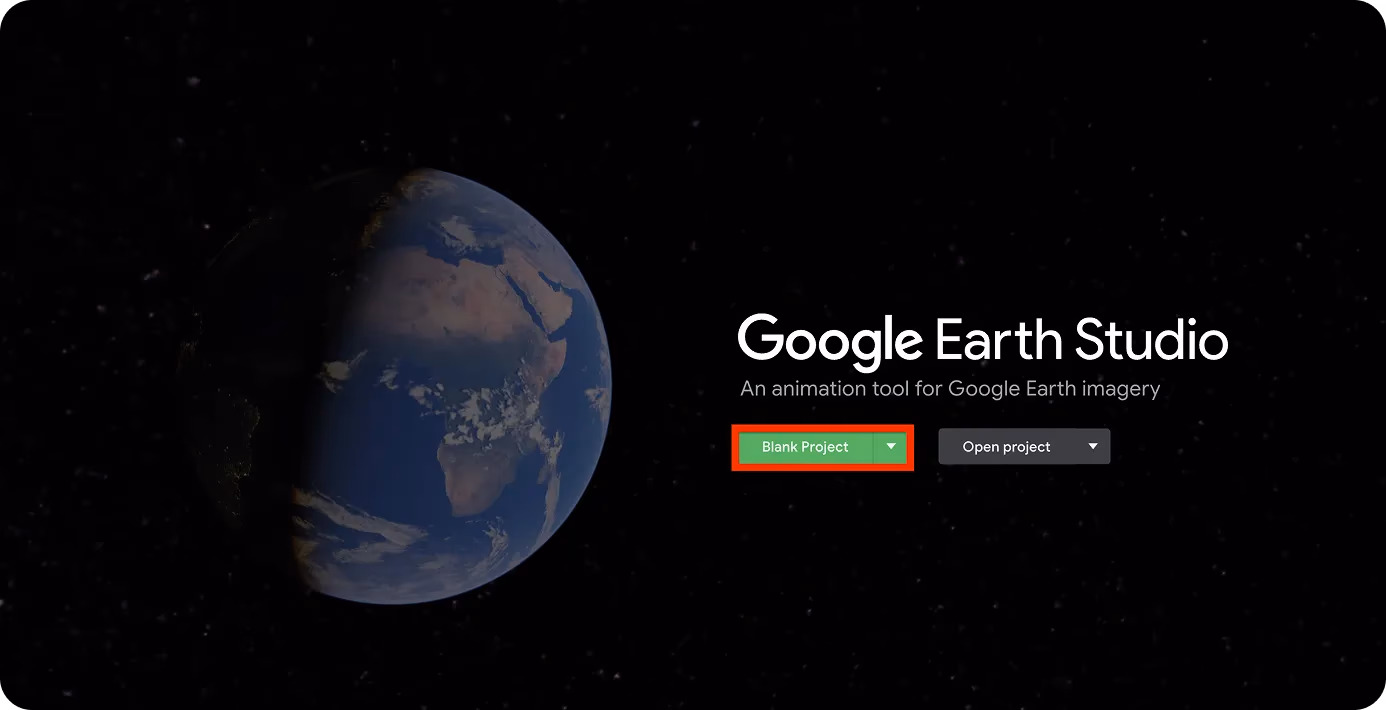 إنشاء مشروع على Google Earth Studio