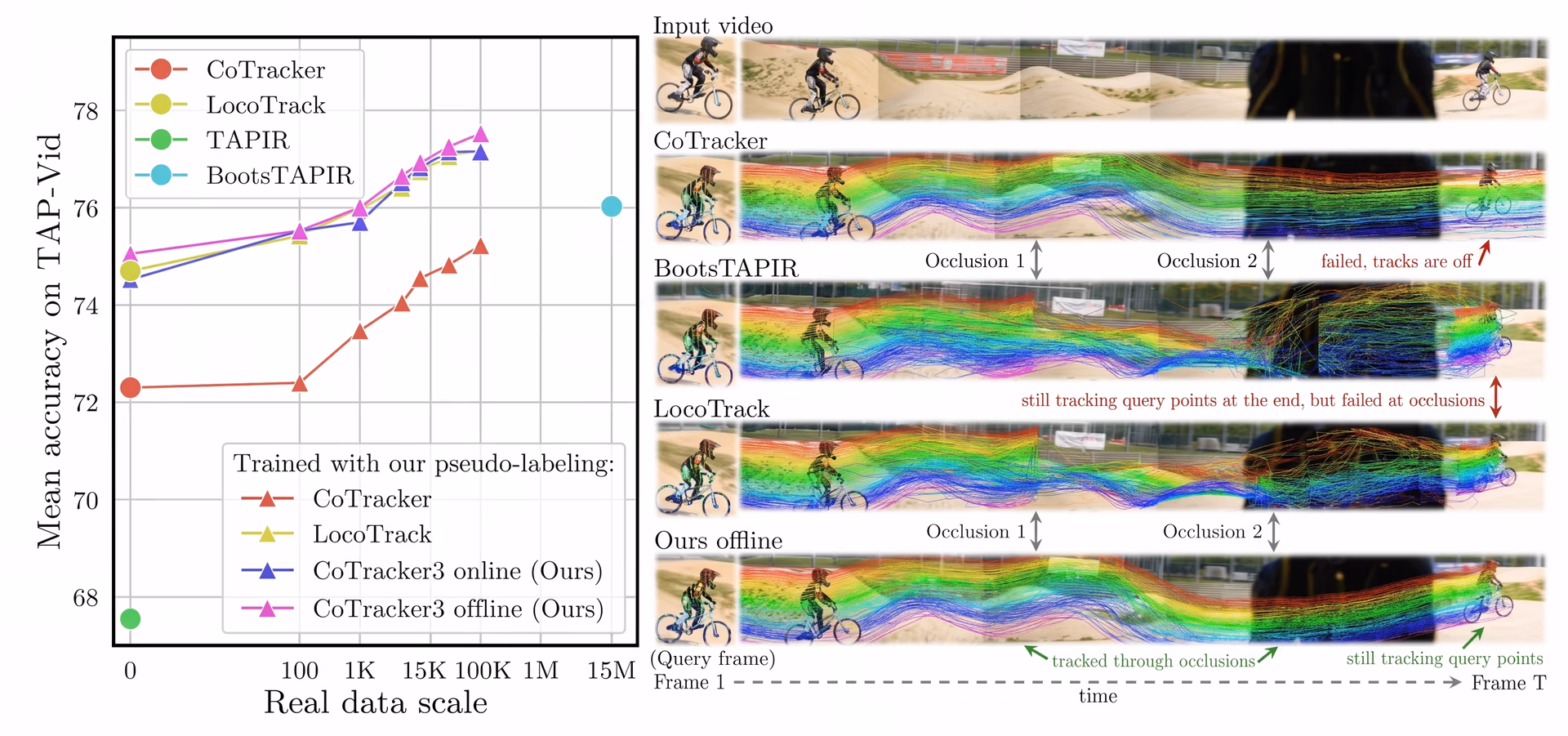 Comparing CoTracker3 to other tracking models