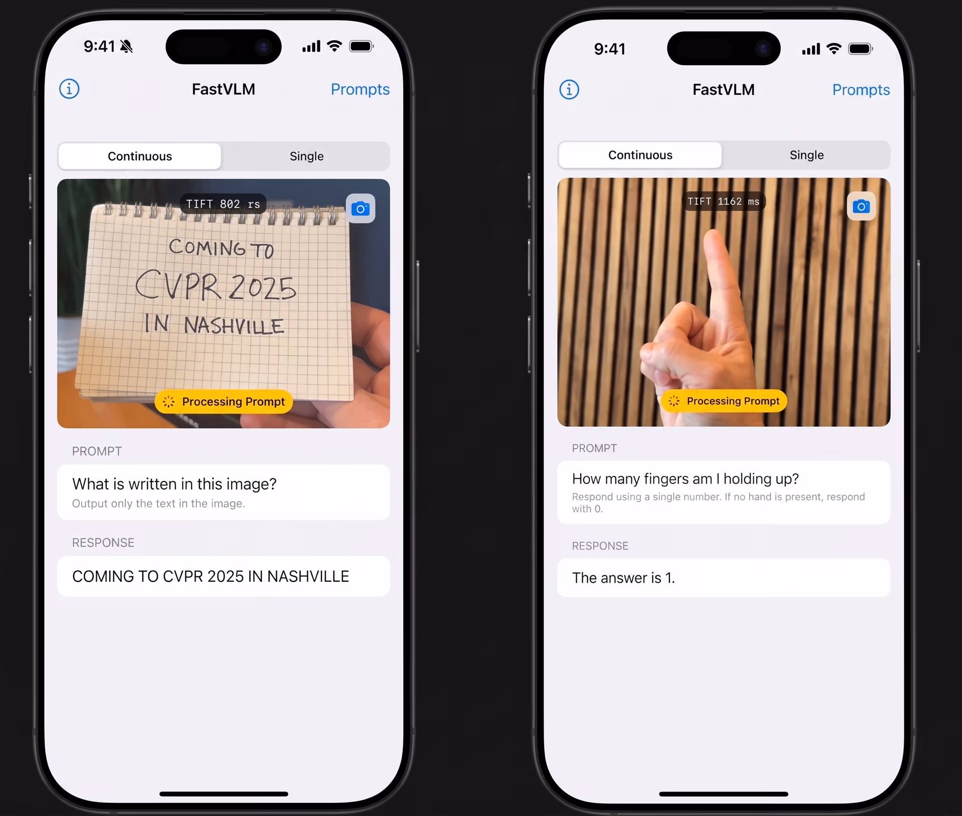 FastVLM can be used for text recognition and visual question answering