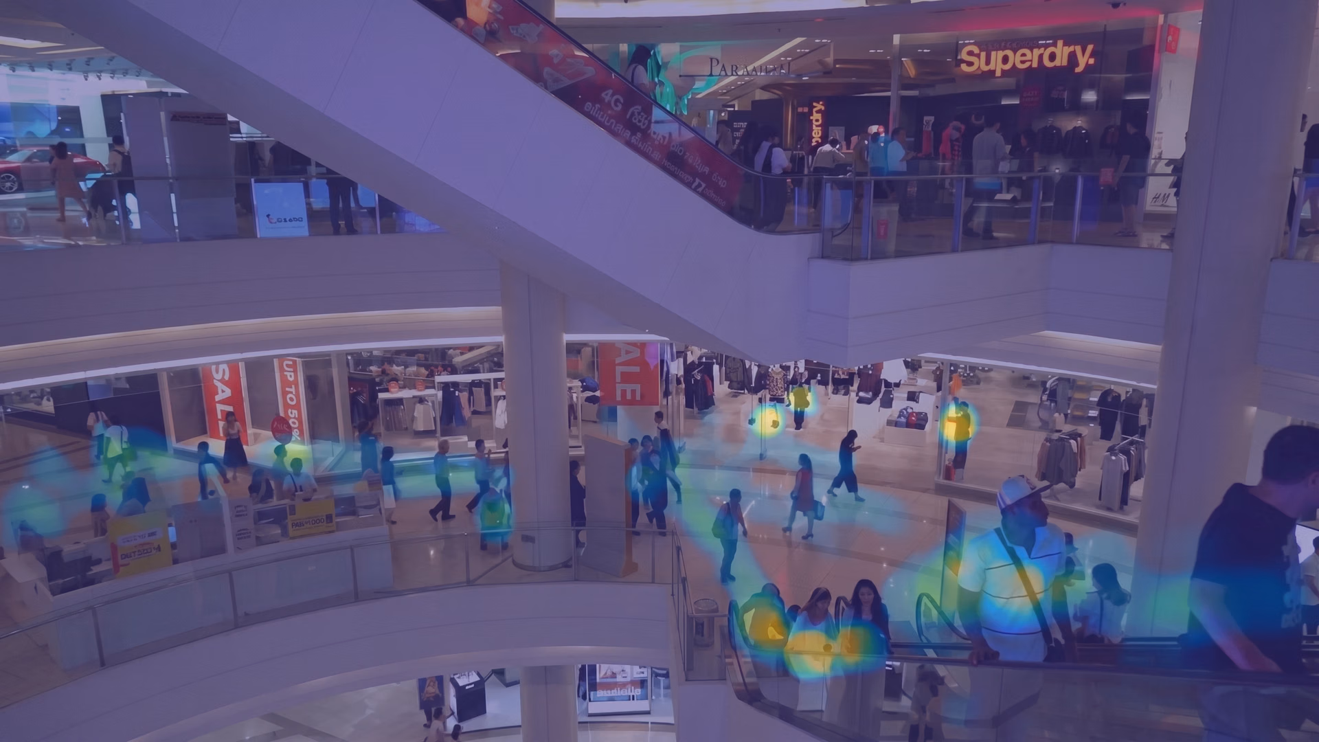 Analyzing foot traffic in a mall using computer vision