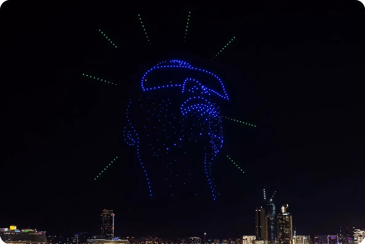 Eine Drohnen-Lichtshow