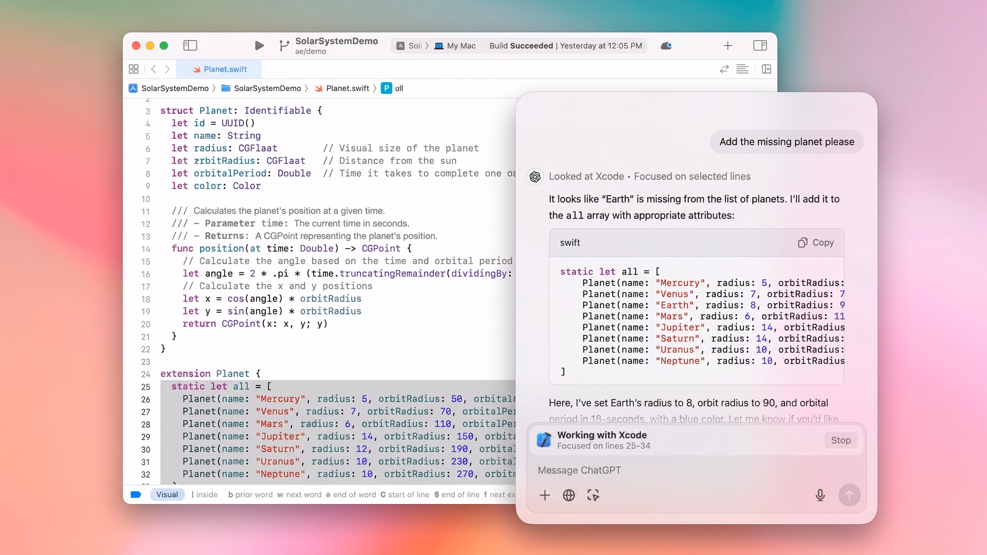 ChatGPT integrated into Xcode to assist developers