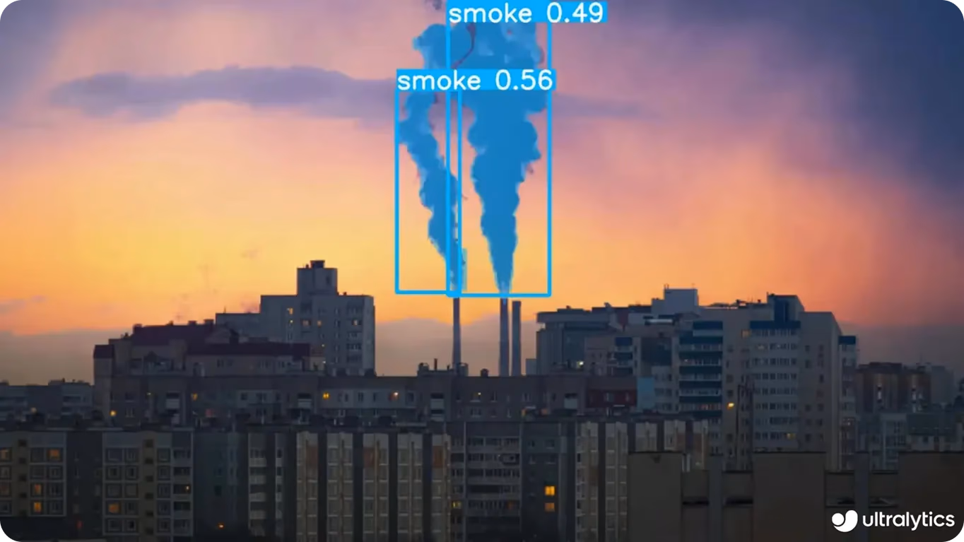 Um exemplo do uso do YOLO11 para detetar fumo
