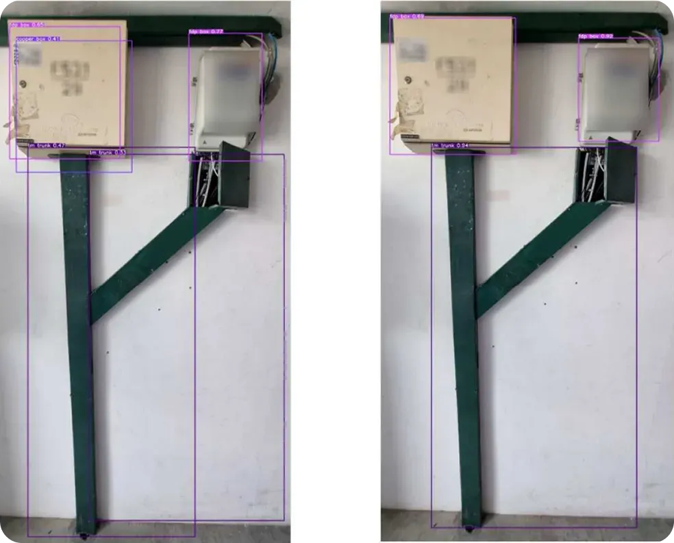 Thị giác máy tính đang phát hiện và phân loại các linh kiện của tủ phân phối cáp quang