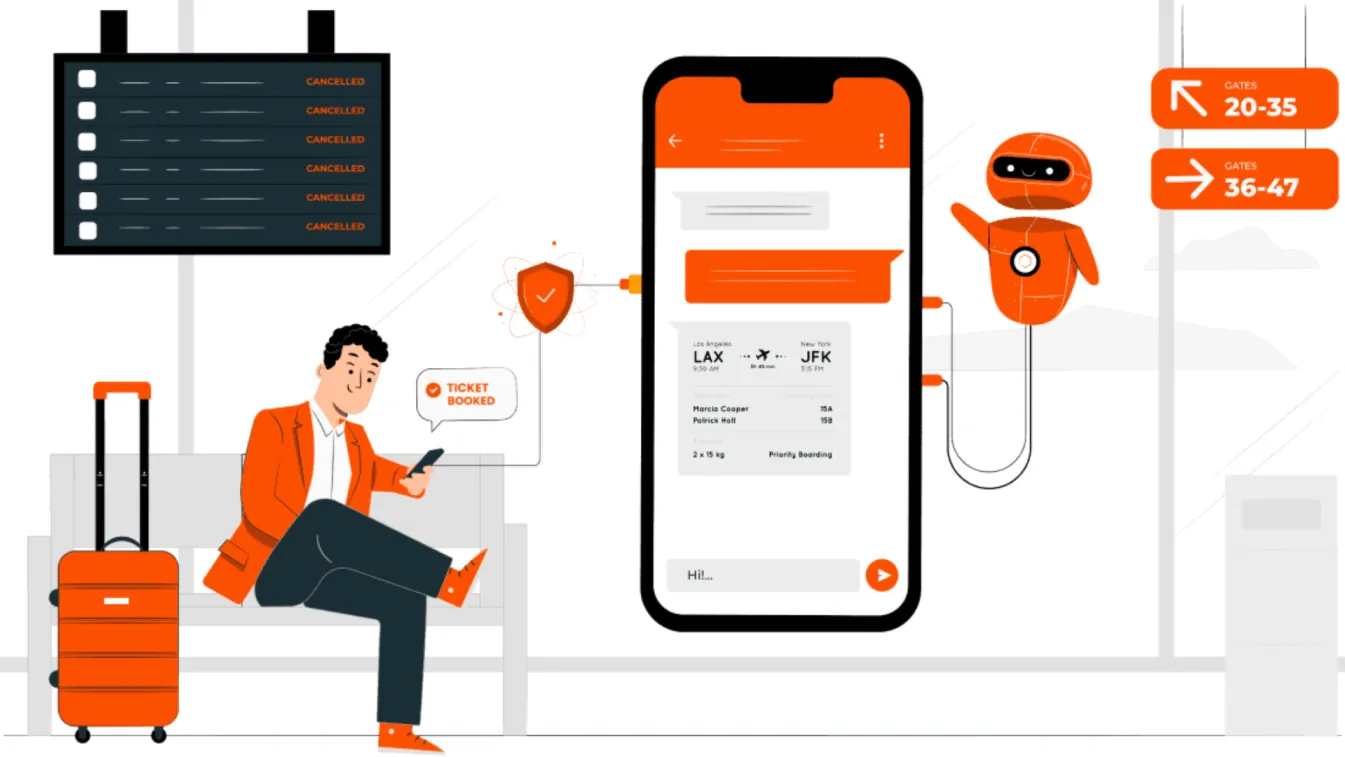 Passeggeri che utilizzano chatbot basati su IA per effettuare richieste relative ai voli