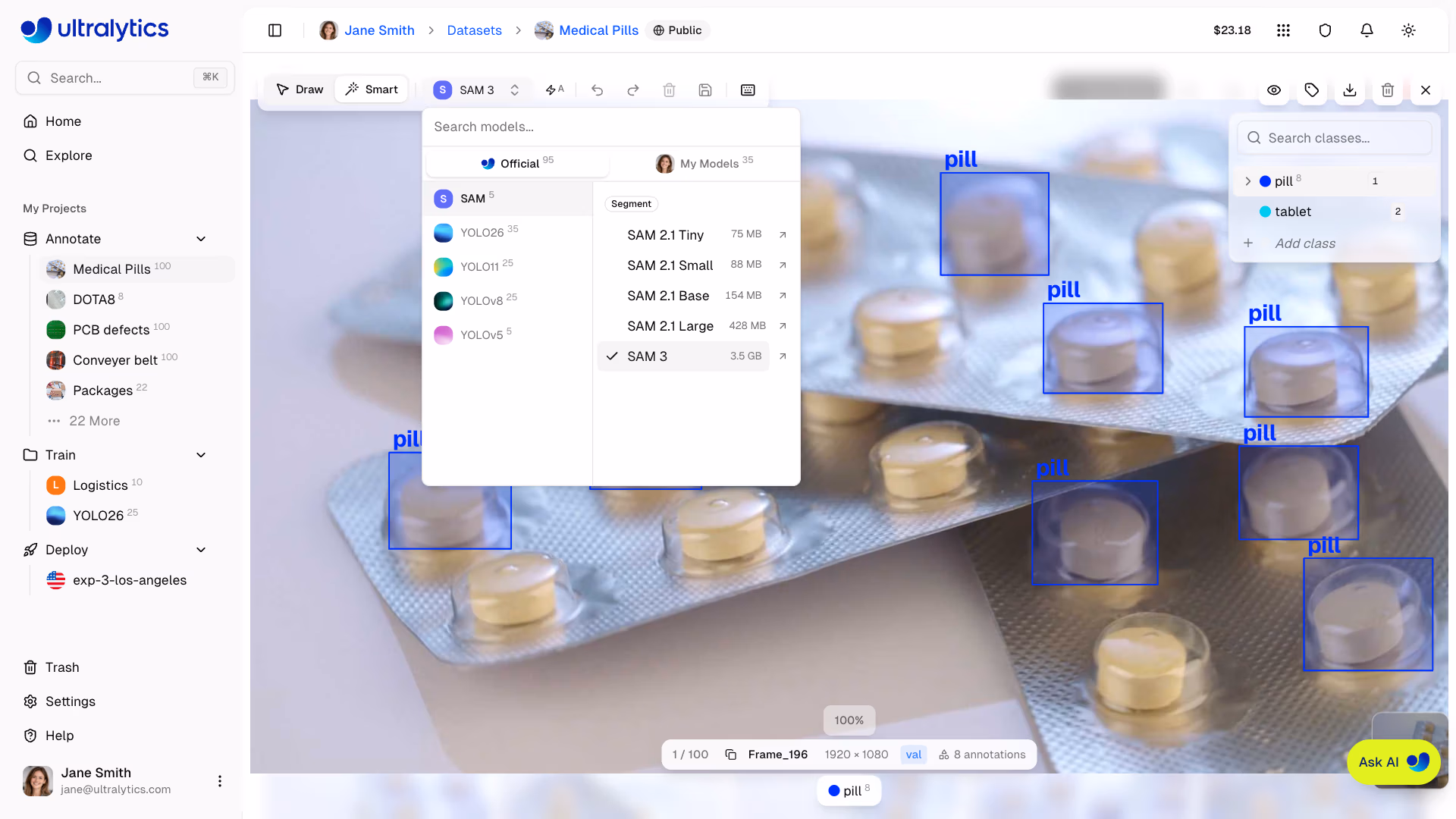 Ultralytics Platform Annotate Sam Model Selector