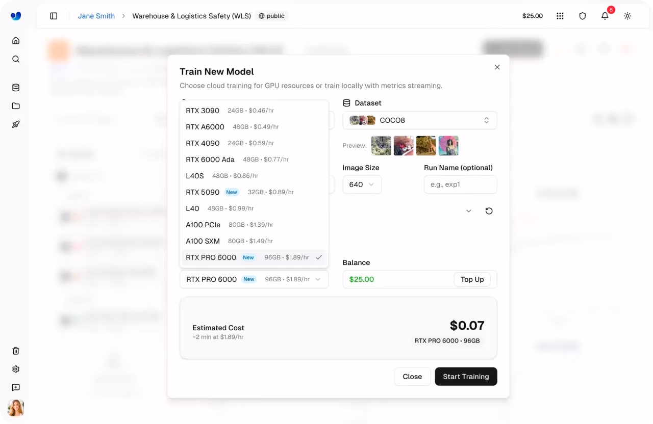 Ultralytics PlatformがサポートするさまざまなGPUオプション