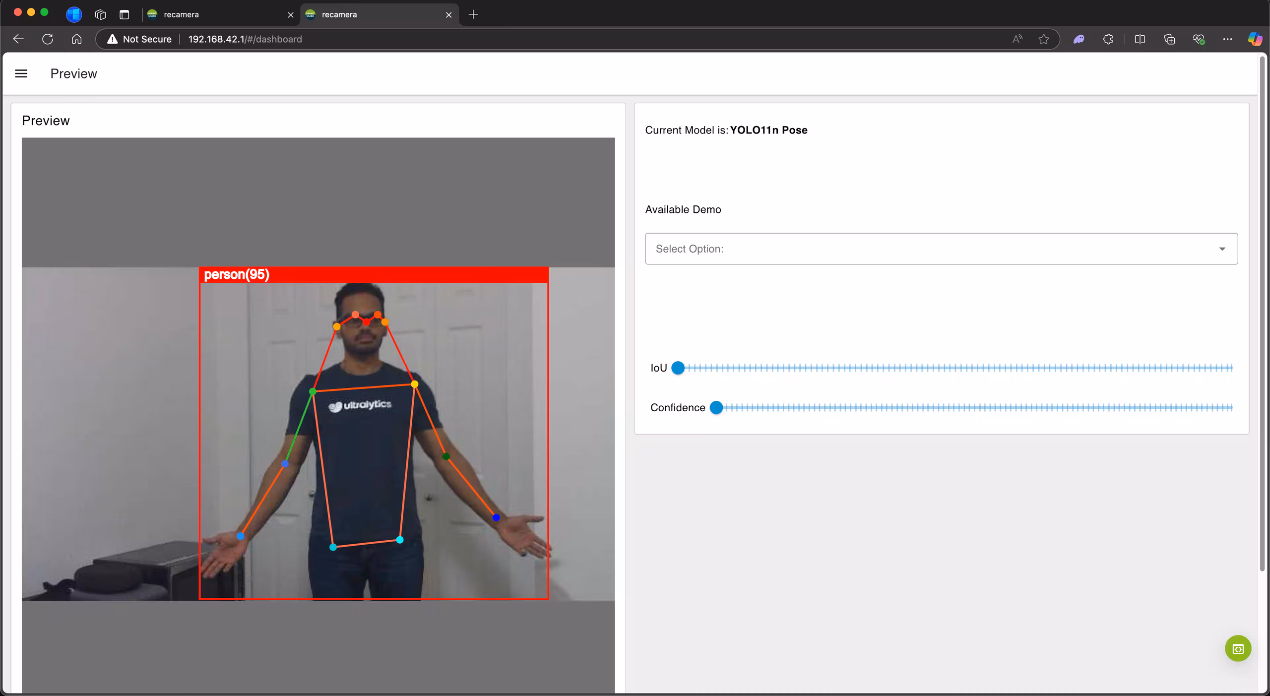 reCamera YOLO11n-pose demo