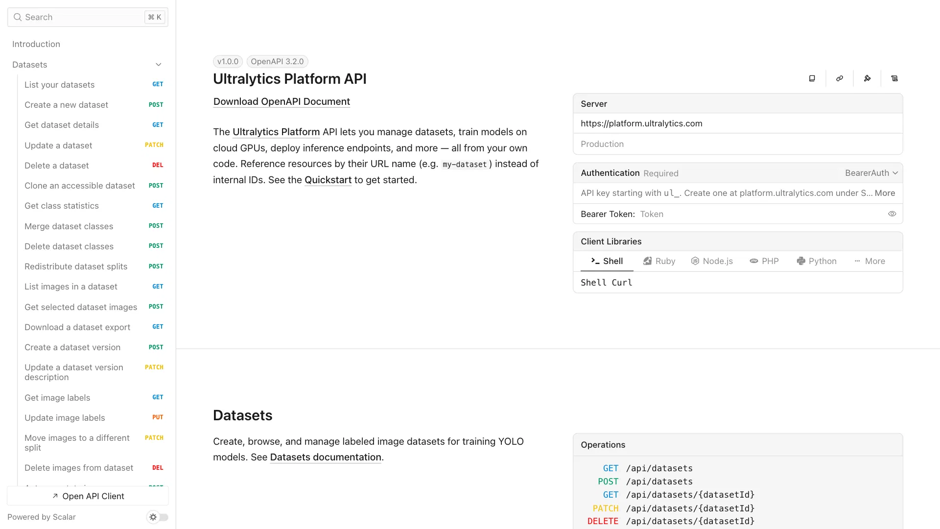 REST API Reference | Ultralytics