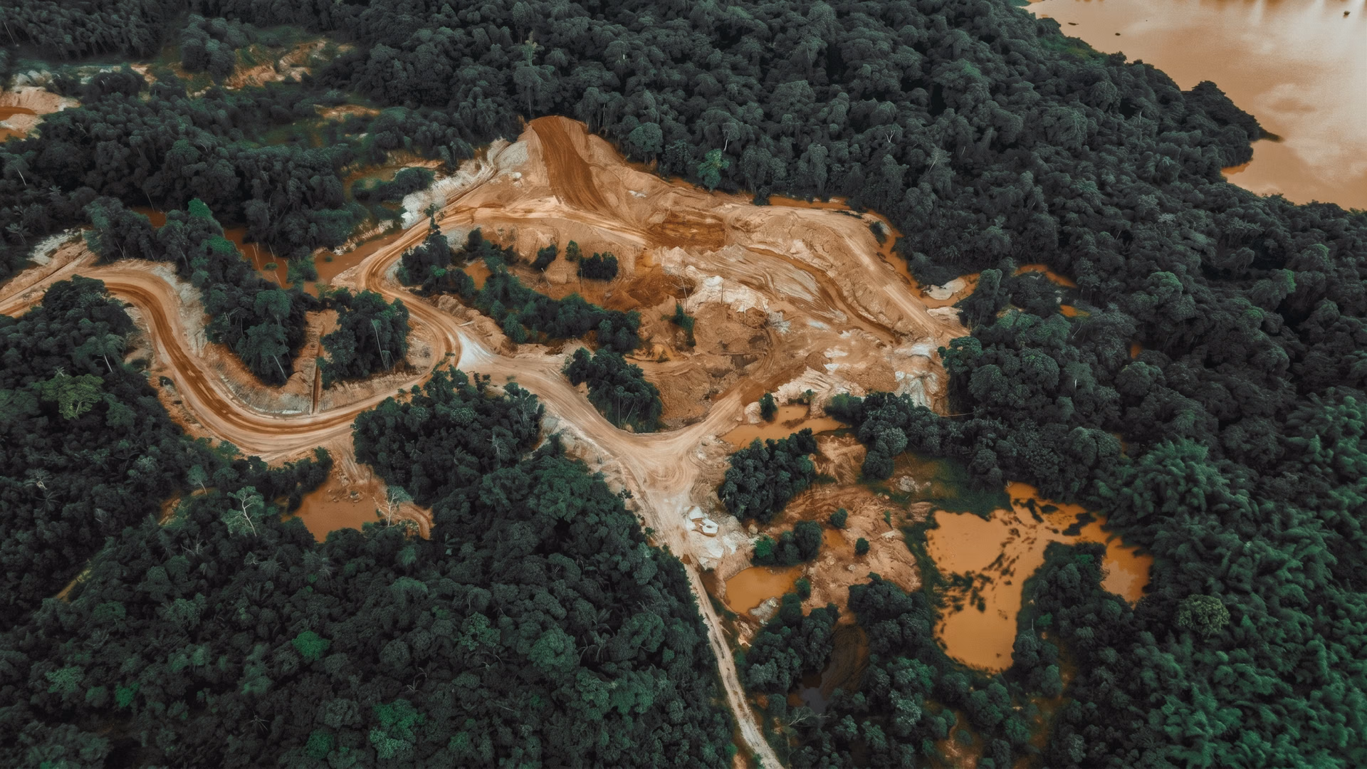 A forest showing extensive deforestation