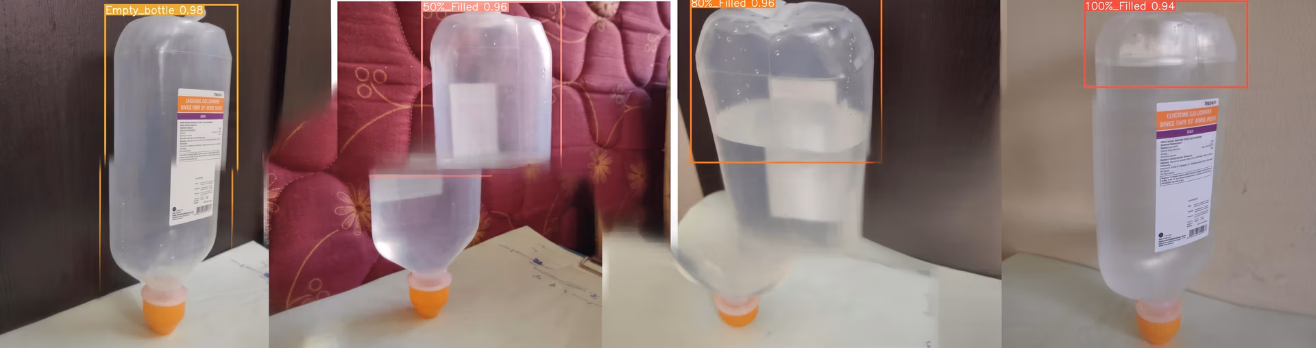Computer vision identifying saline bottle fill levels