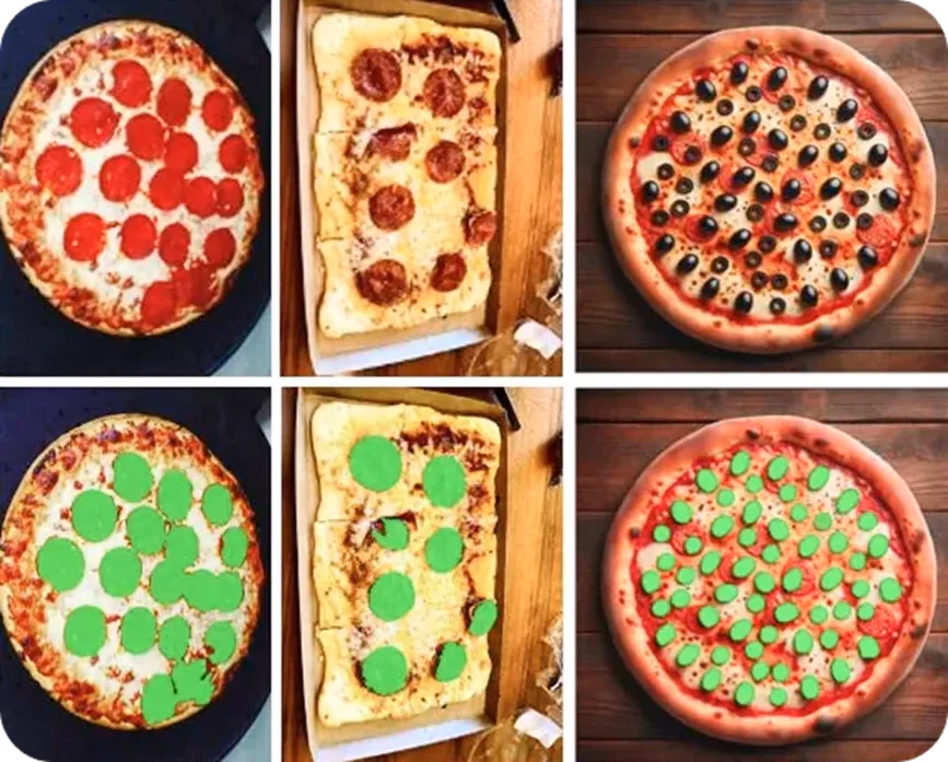 Uso de visión artificial para inspeccionar los ingredientes de una pizza
