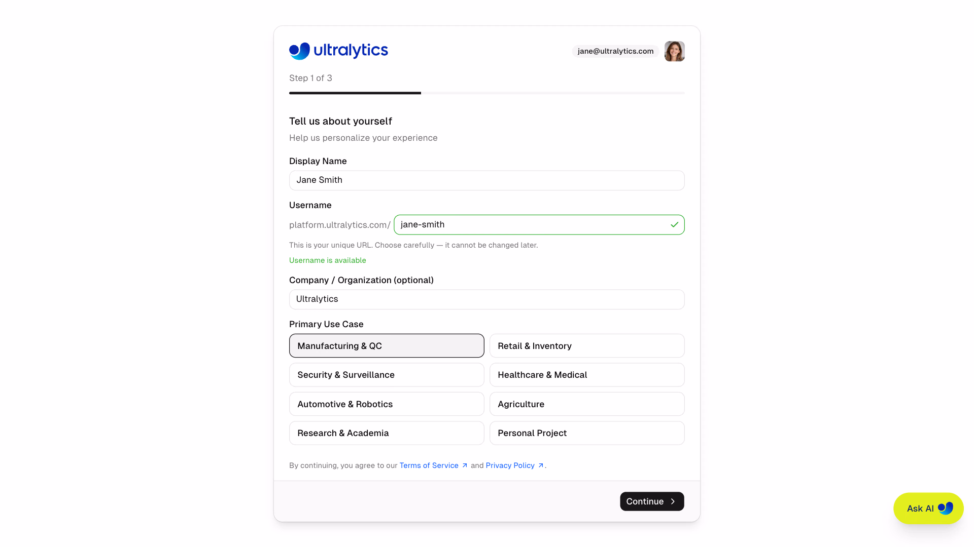 Kullanım Amacıyla Ultralytics Platform Profil Başlangıcı