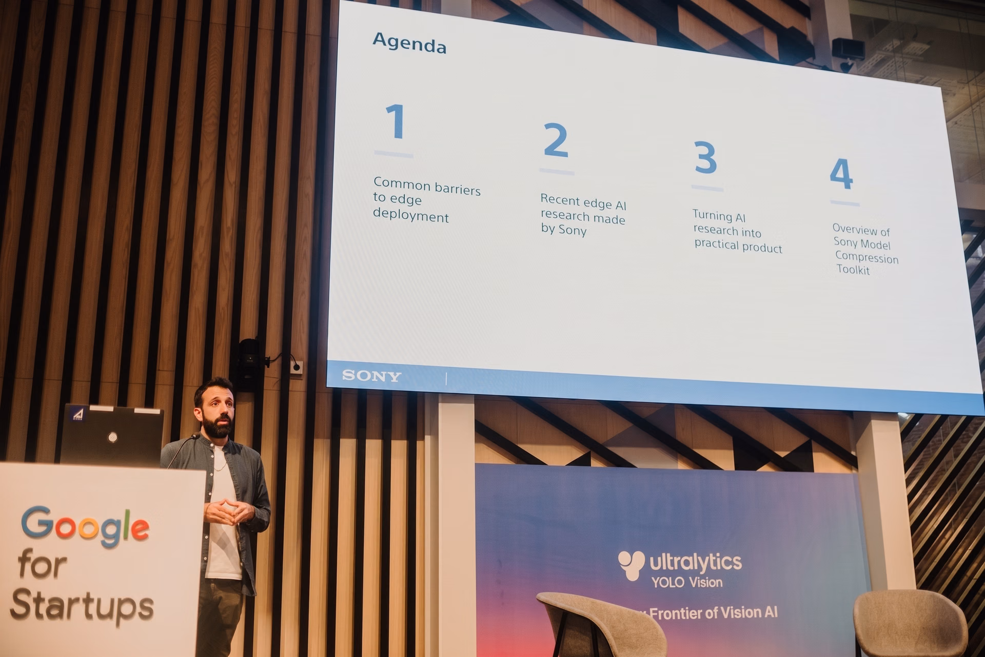 Amir Servi presenting at YOLO VISION 2023 in Madrid