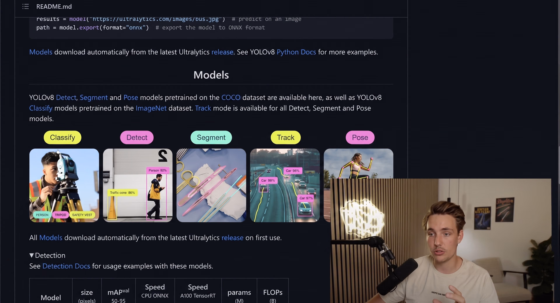 Main tasks performed by Ultralytics YOLO models