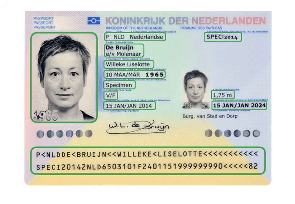 Scanner basato su OCR che legge un passaporto per la verifica dell'identità