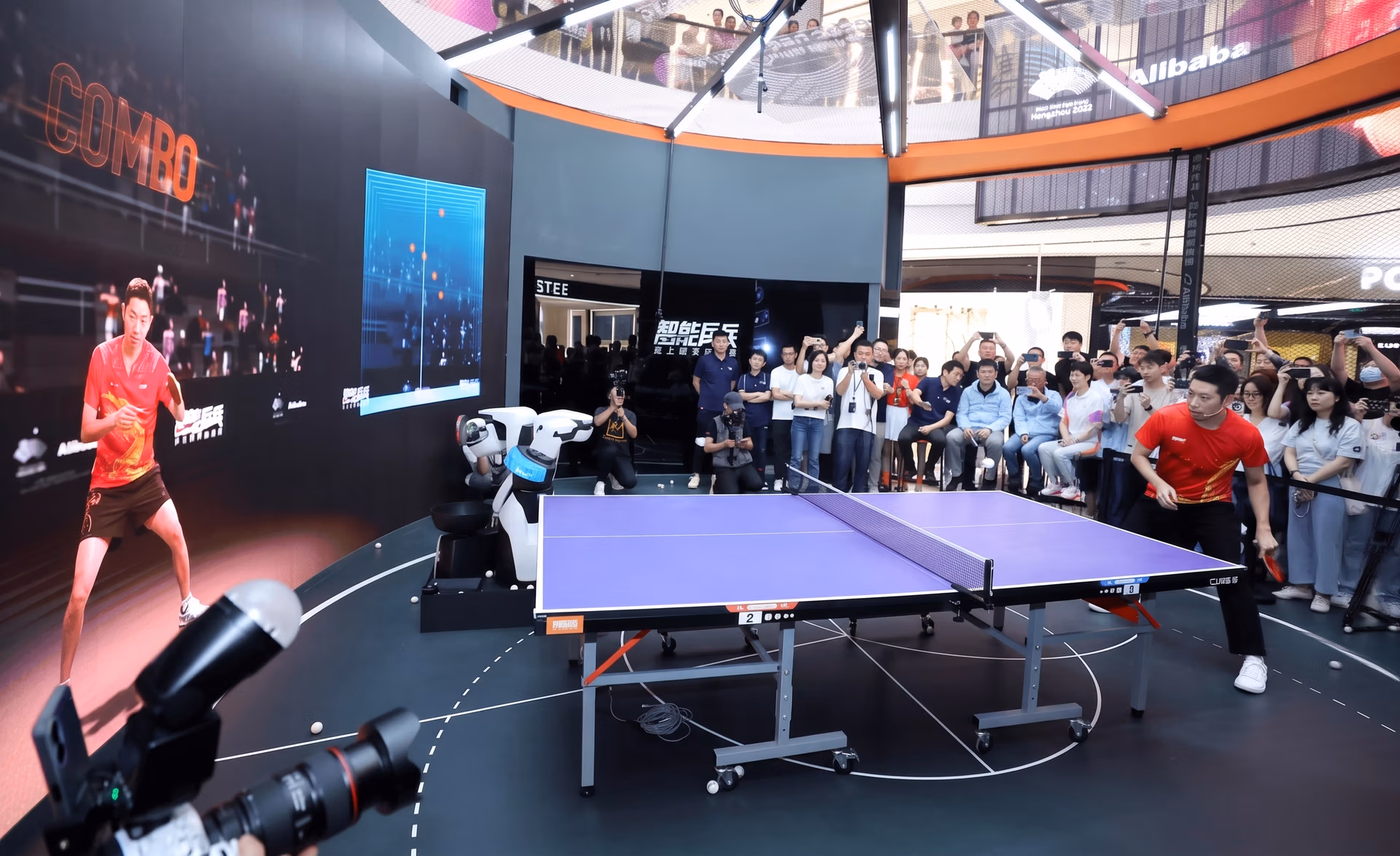 Xu Xin competing against AI Xu Xin in table tennis