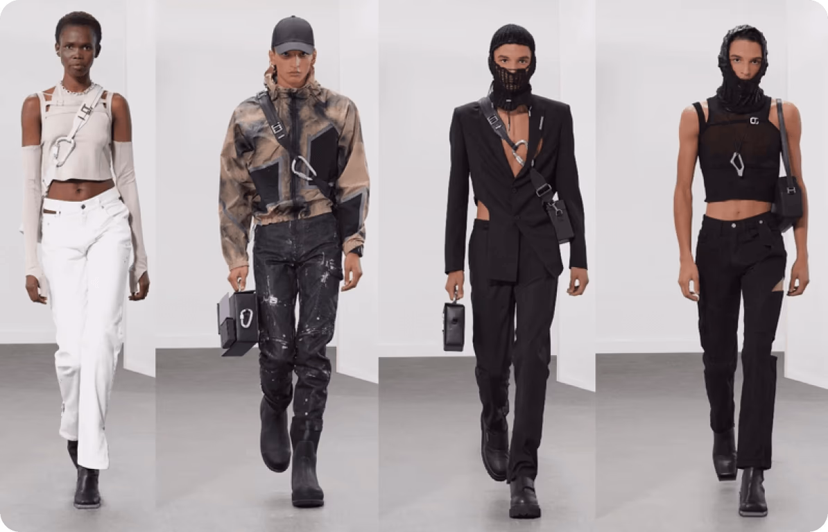 Diseños de moda generados por IA de la marca Heliot Emil, con sede en Copenhague