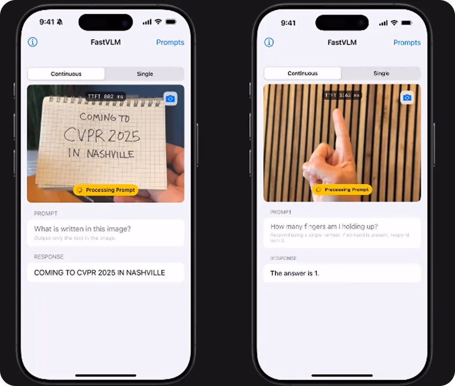 FastVLM peut être utilisé pour la reconnaissance de texte et les questions-réponses visuelles