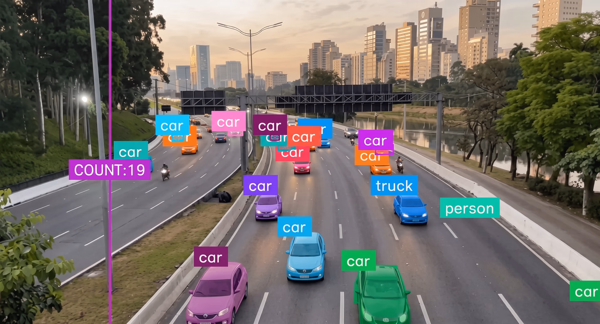 Detecting and counting vehicles on a highway using YOLO