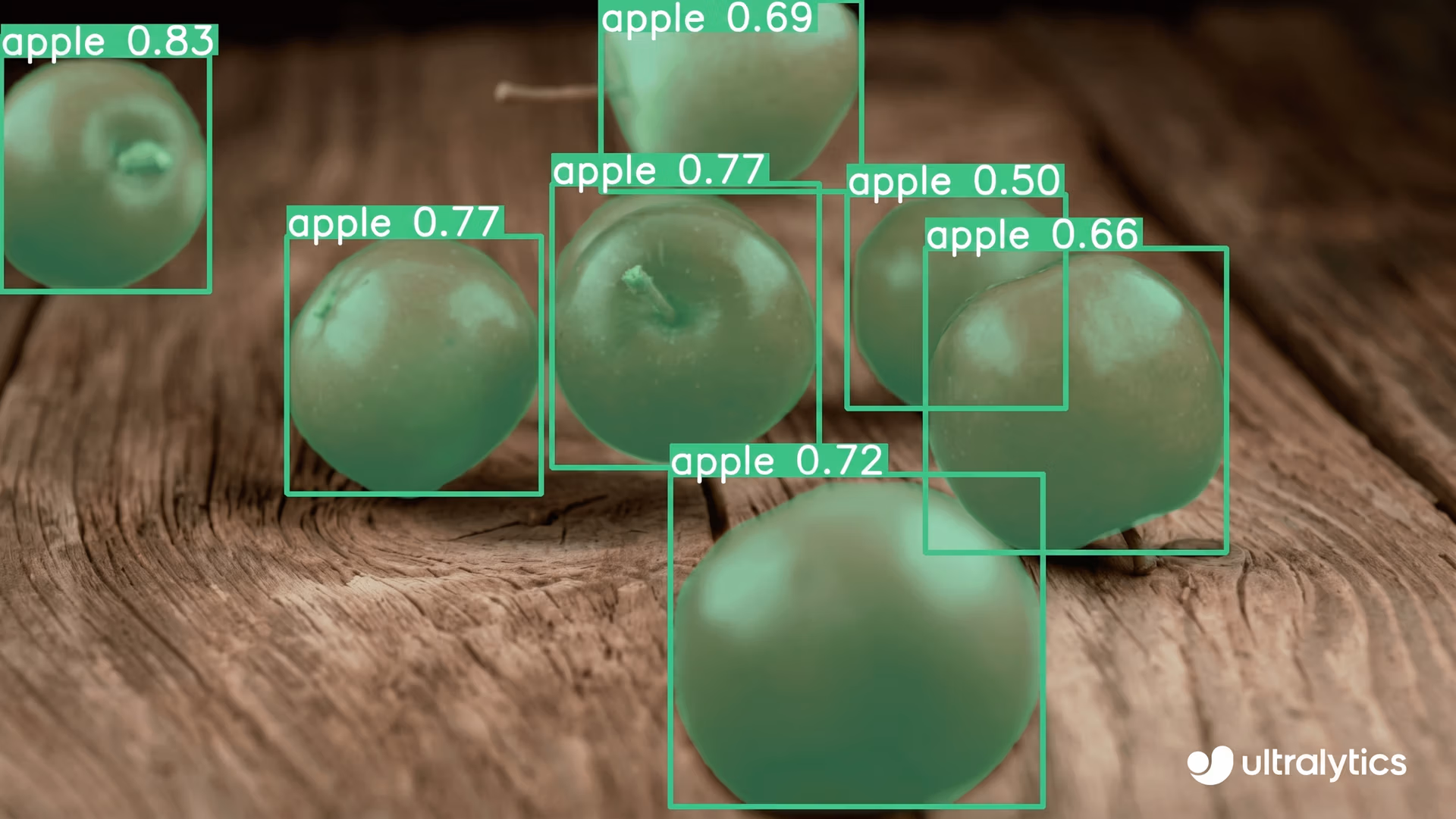 Ultralytics YOLOv8 segmenting fruits in an image