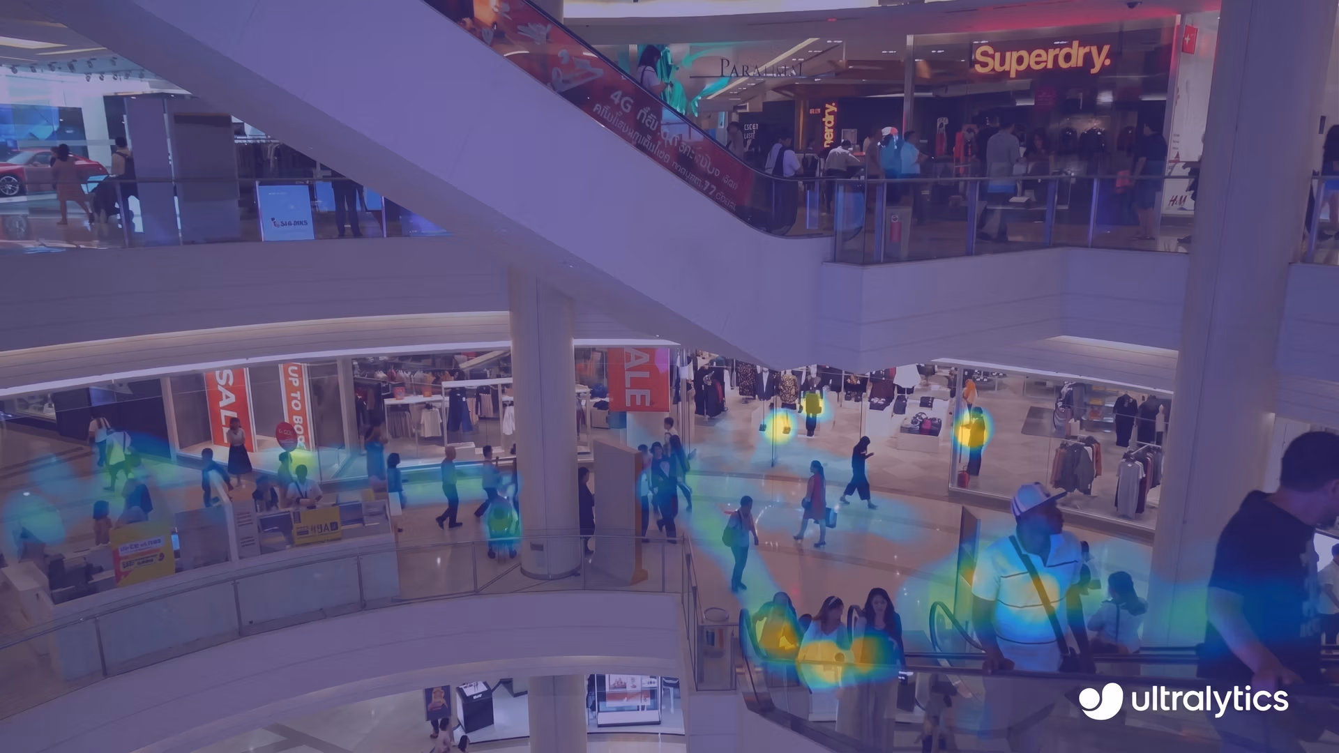Analyse de carte thermique dans un centre commercial animé avec Ultralytics YOLOv8