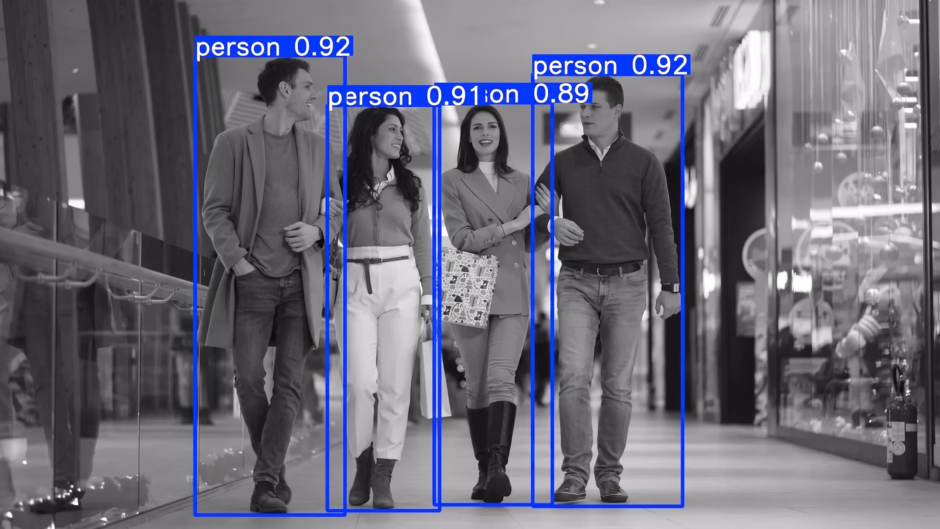 Object detection predictions visualized using bounding boxes