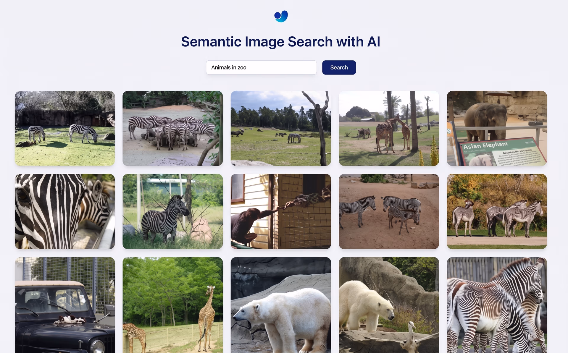 Using semantic image search to retrieve images of animals at a zoo