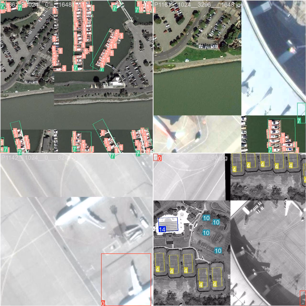 DOTA128 oriented bounding box dataset training mosaic