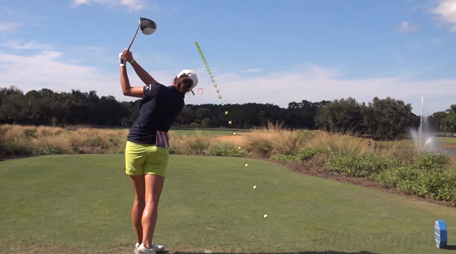 Un ejemplo de seguimiento de una pelota de golf