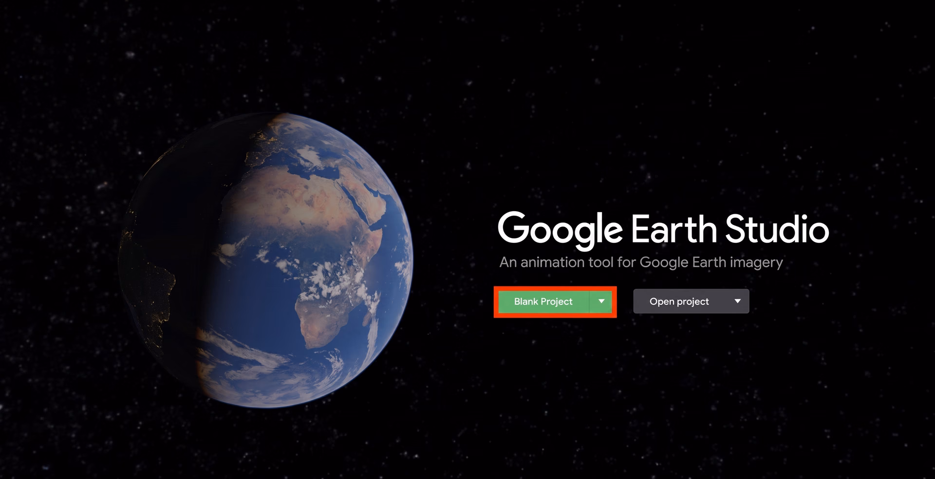 Creating a project on Google Earth Studio
