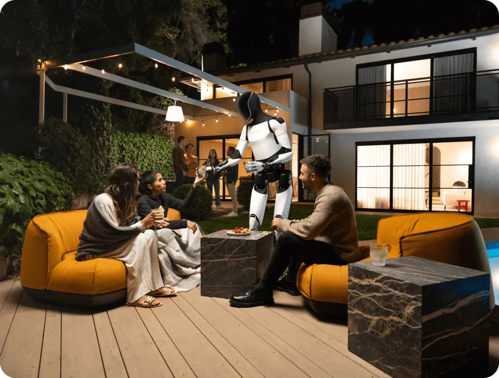 Tesla’s Optimus bot interacting with humans