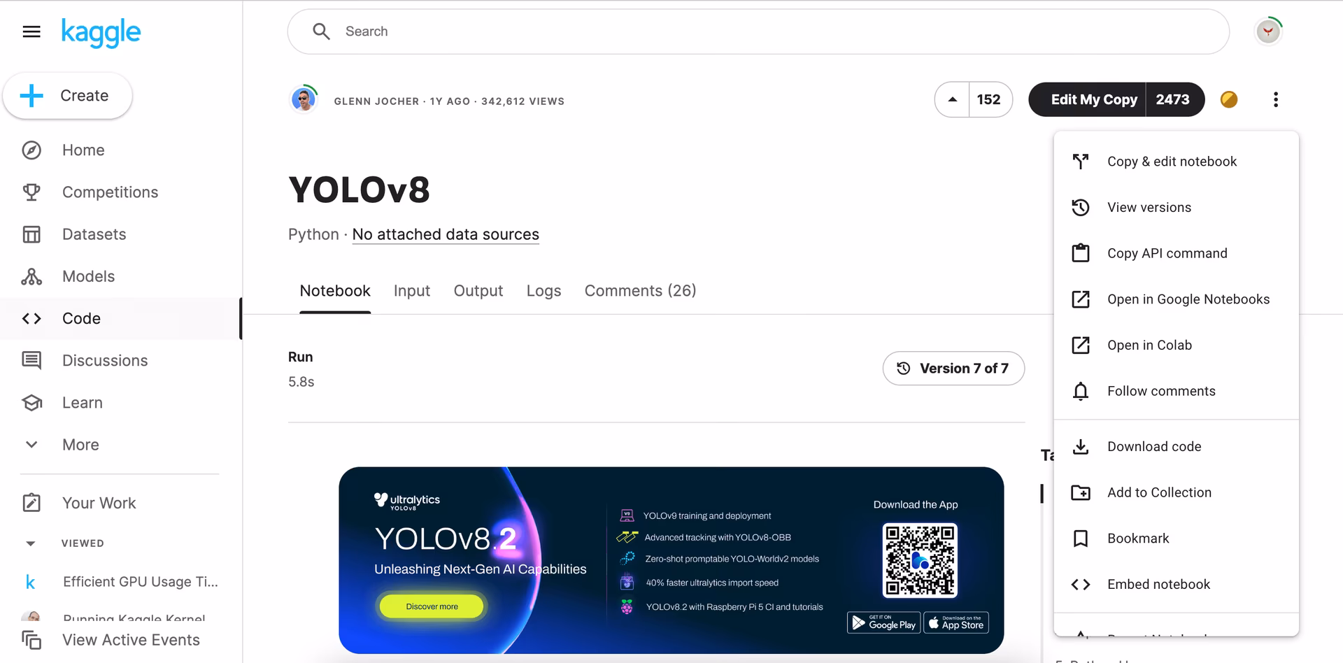 Overview of Options From the Official YOLO26 Kaggle Notebook Page