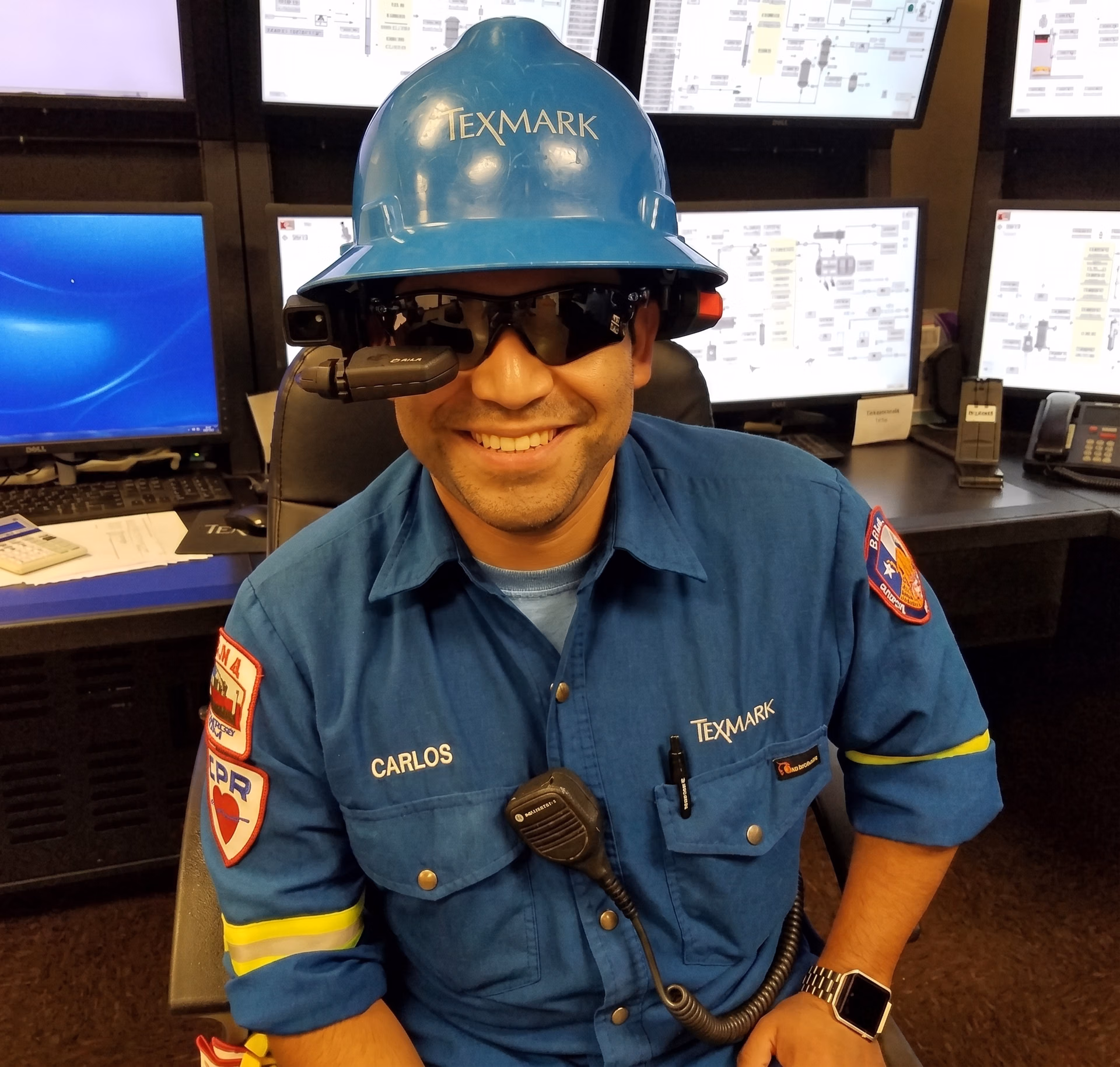 Maintenance teams viewing industrial IoT data through AR headsets