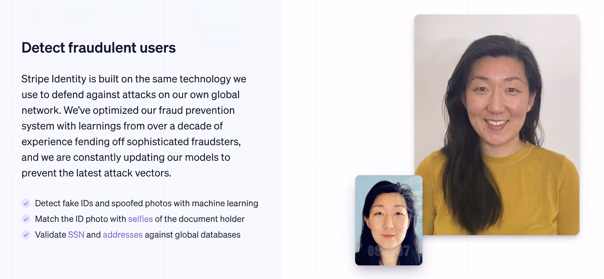 Stripe’s AI system comparing ID document images with live facial scans