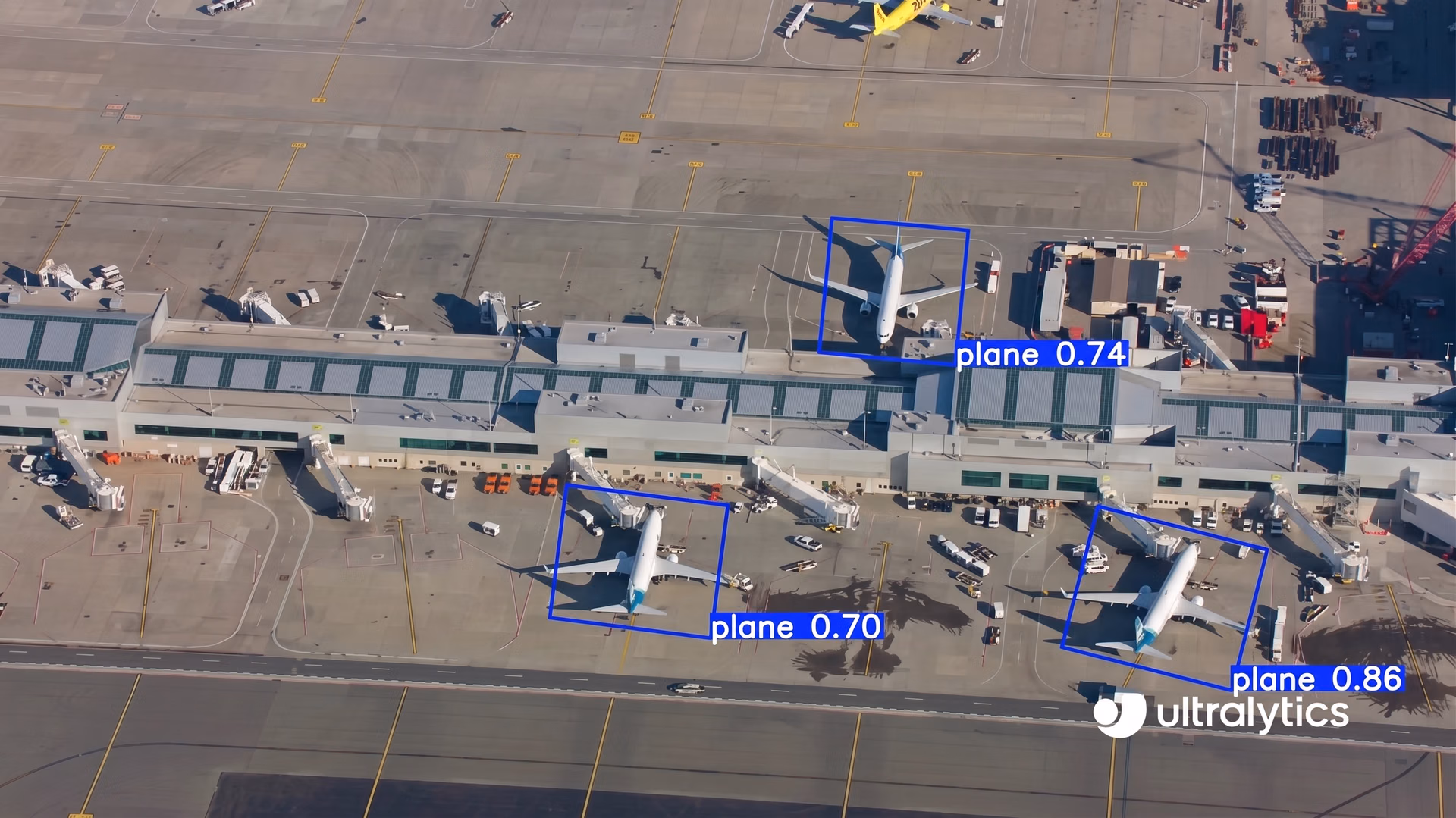 Ultralytics YOLO11 monitoring airport ground operations
