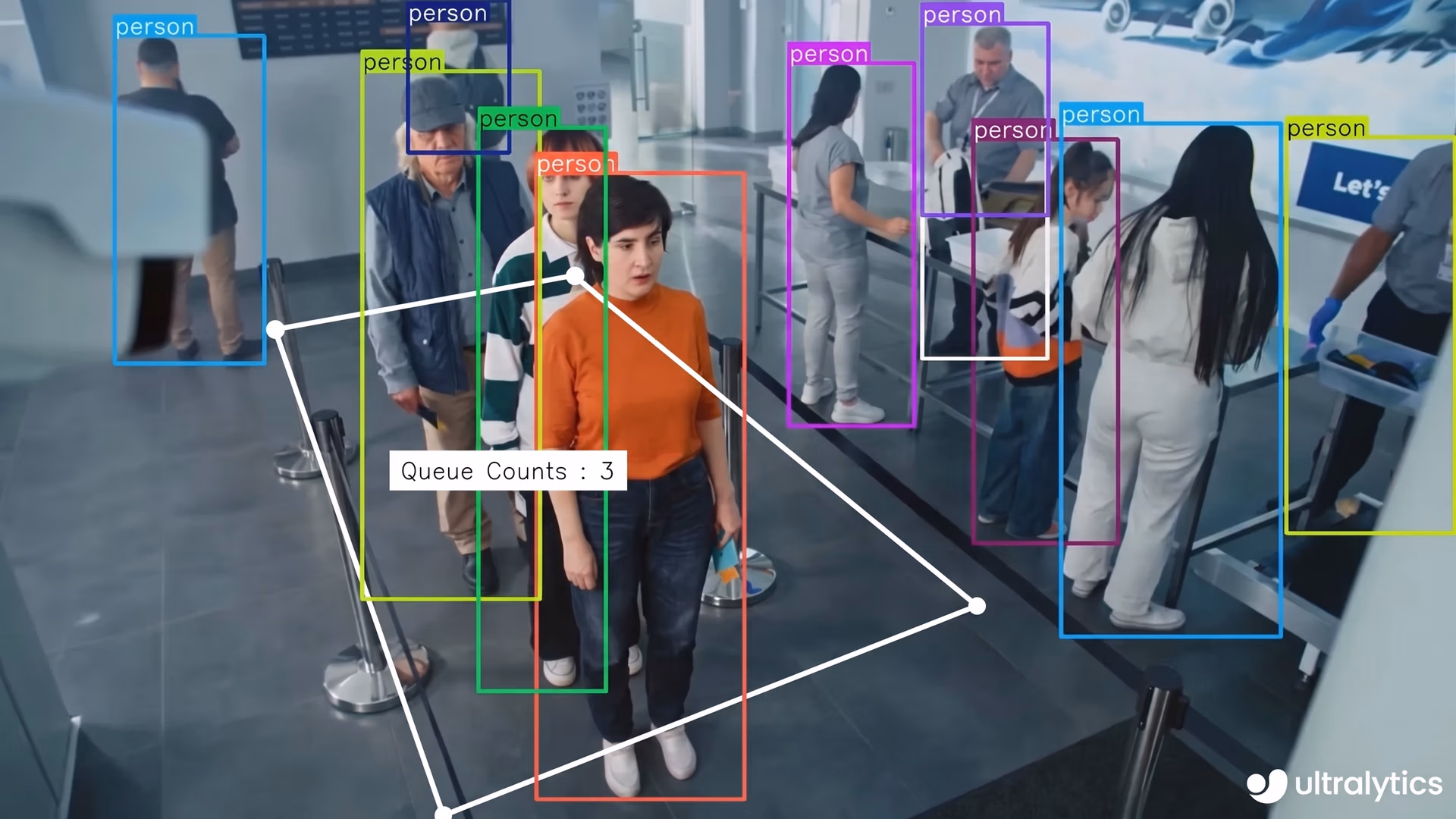 Queue management powered by Ultralytics YOLO11 at airports