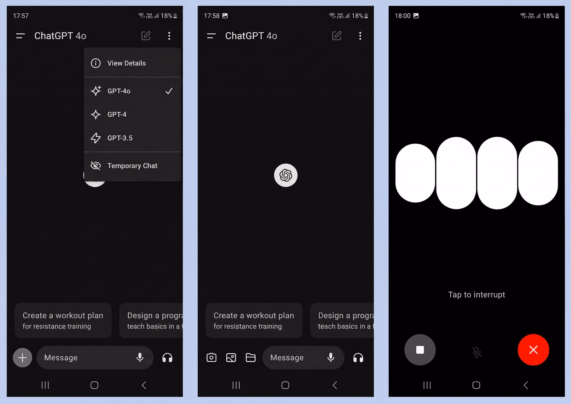 Trying out GPT-4o on the ChatGPT mobile app