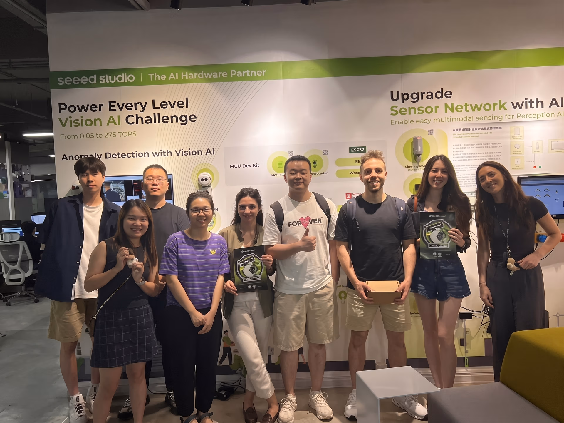 The Ultralytics team at Seeed Studio's offices in Shenzhen, China