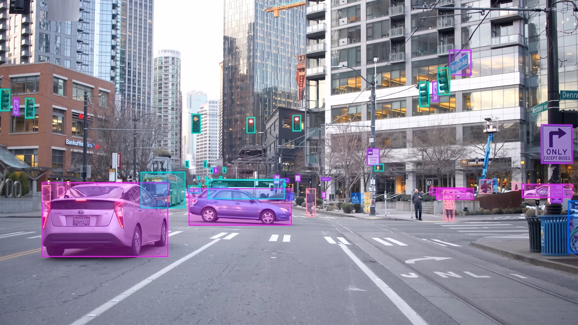 A self-driving car using computer vision to identify surrounding objects