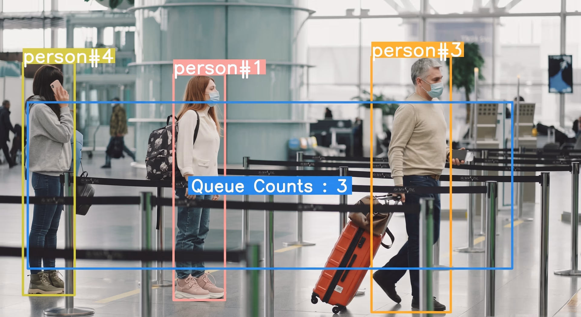 Queue management at an airport powered by vision AI
